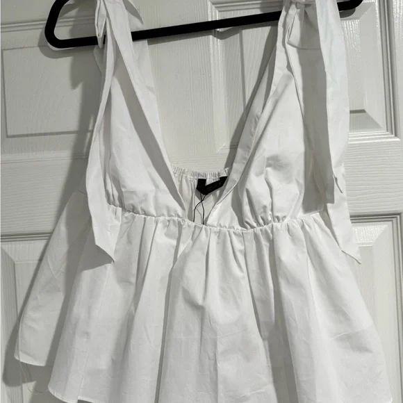 Zara White Sleeveless Bow Blouse - Picture 5 of 6